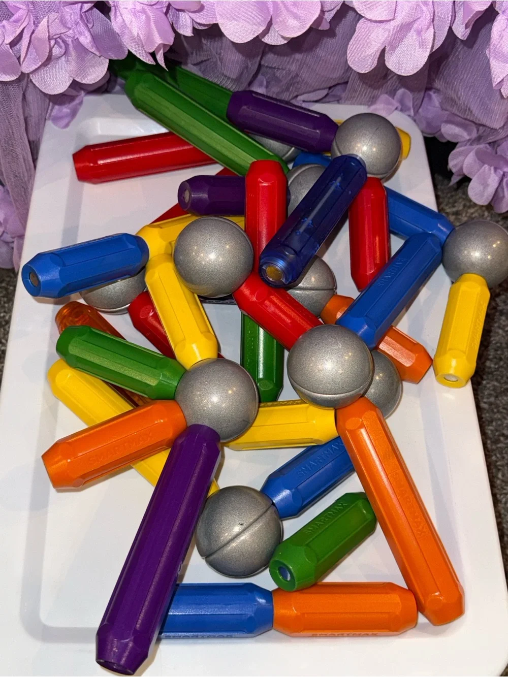 SmartMax Magnetic Building Pieces Bulk Lot - Multicolor Rods & Balls STEM